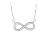 Sterling Silver Rhodium Plated Zirconia  20mm x 9mm Infinity Adjustable Necklace  42m/16.5"-44.5m/17.5"9