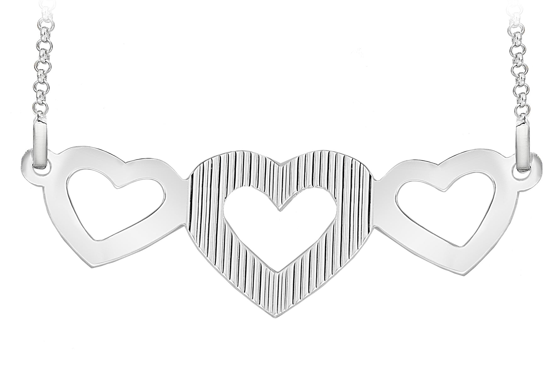 Sterling Silver Triple-Heart Necklace  46m/18"9