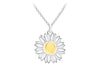 Sterling Silver 14mm Yellow and White Daisy Pendant on Chain Necklace  46m/18"9