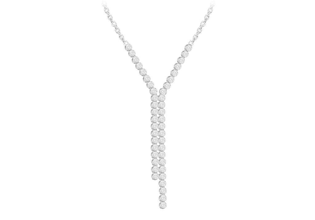 Sterling Silver Rhodium Plated Zirconia  Drop Necklet 46m/18"9