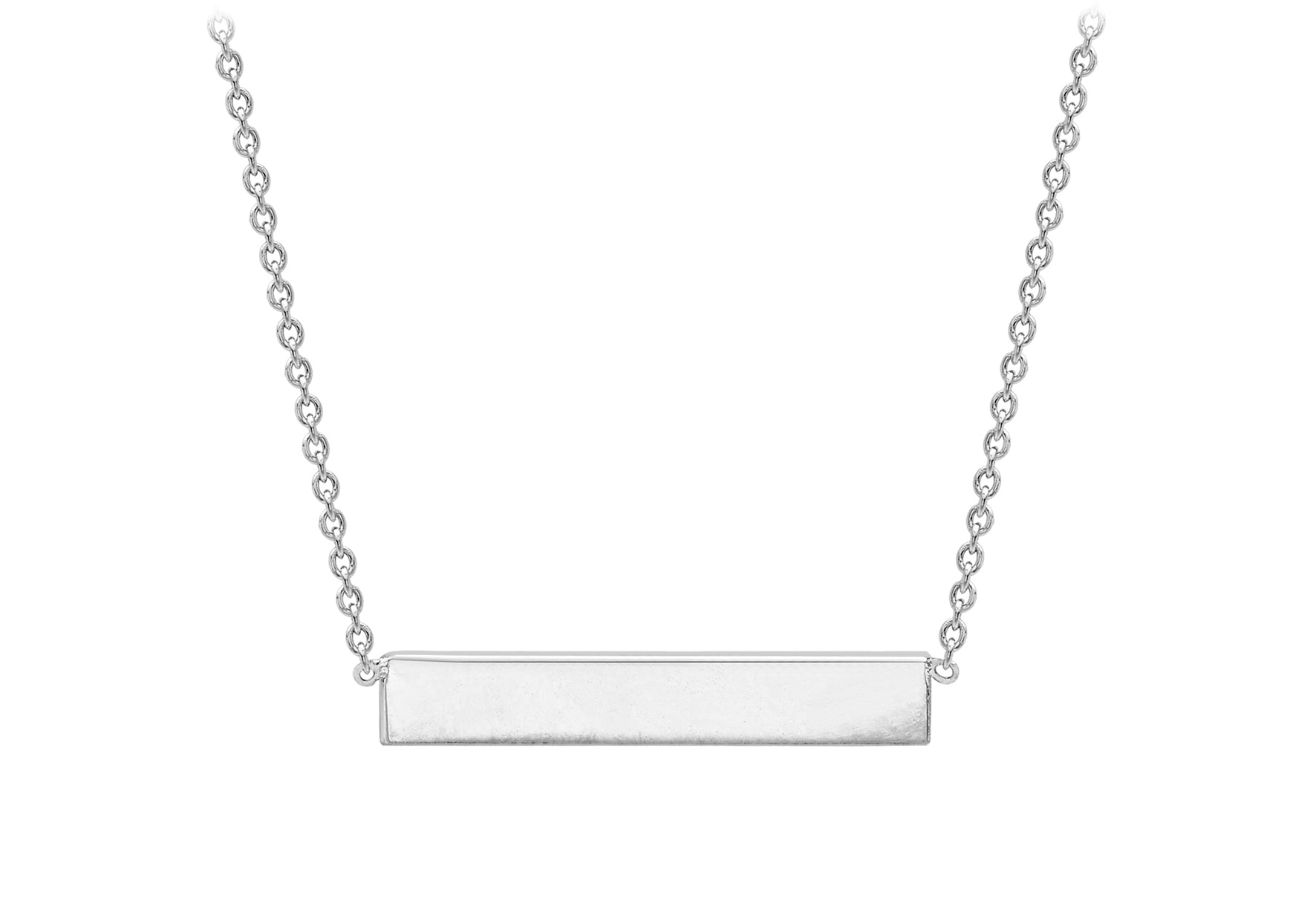 Sterling Silver 32mm x 5mm Horizontal Bar Necklace  43m/17"9