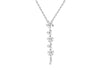 Sterling Silver Rhodium Plated Zirconia  Flower Drop Adjustable Necklet 39.5m/15.5"-42m/16.5"9