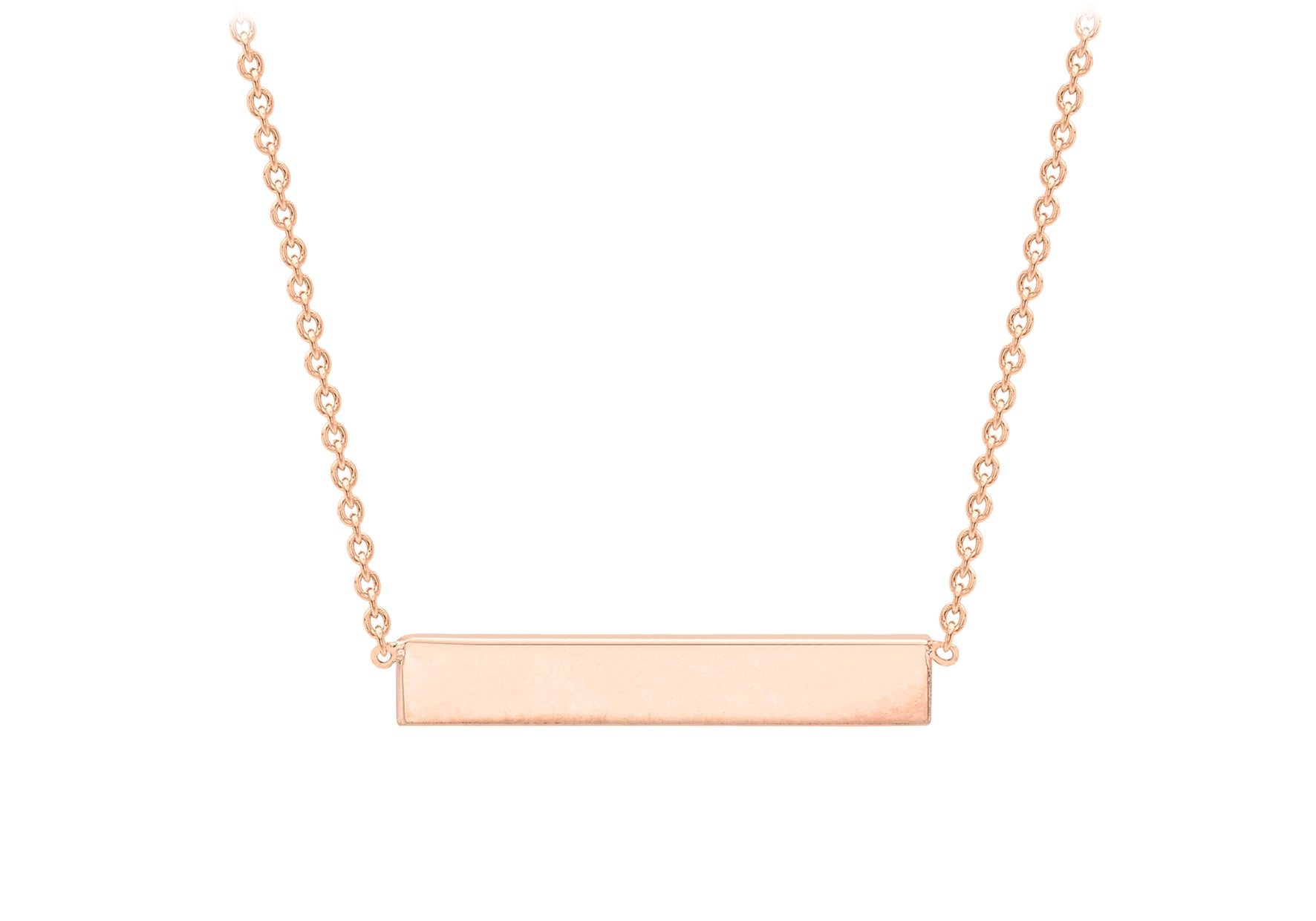Sterling Silver Rose Gold Plated 32mm x 5mm Horizontal Bar Necklace  43m/17"9