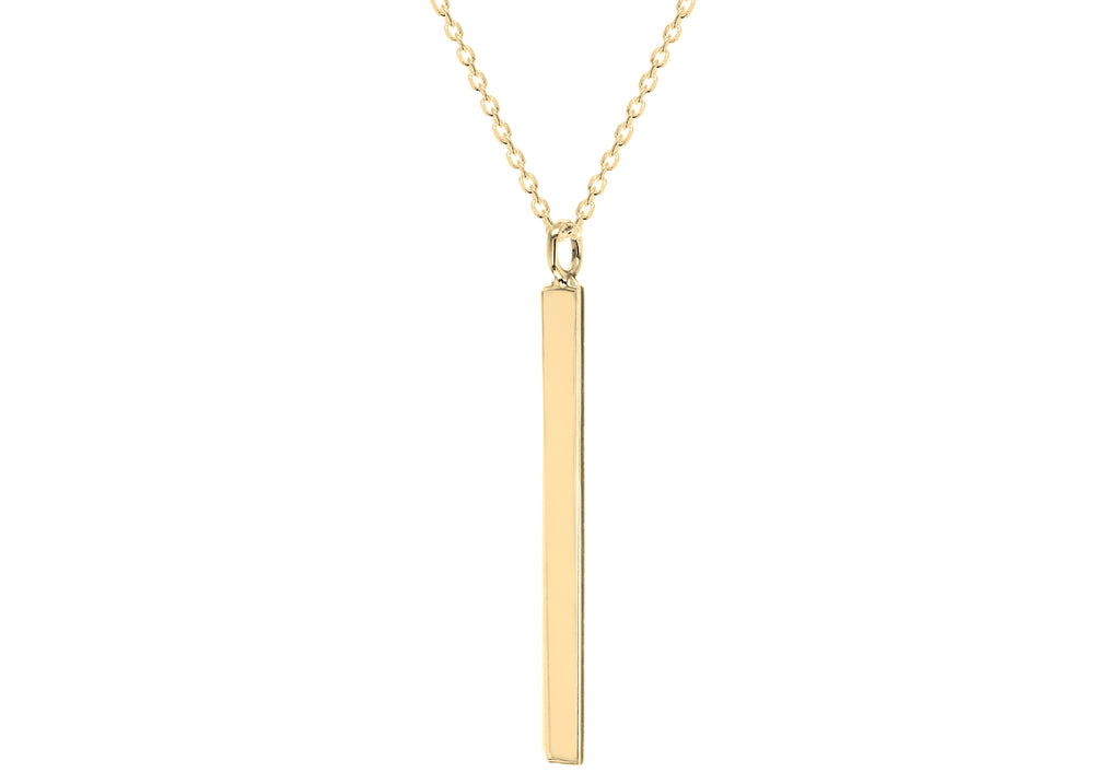 Sterling Silver Yellow Gold Plated 3mm x 40mm Vertial Bar Necklace  43m/17"9
