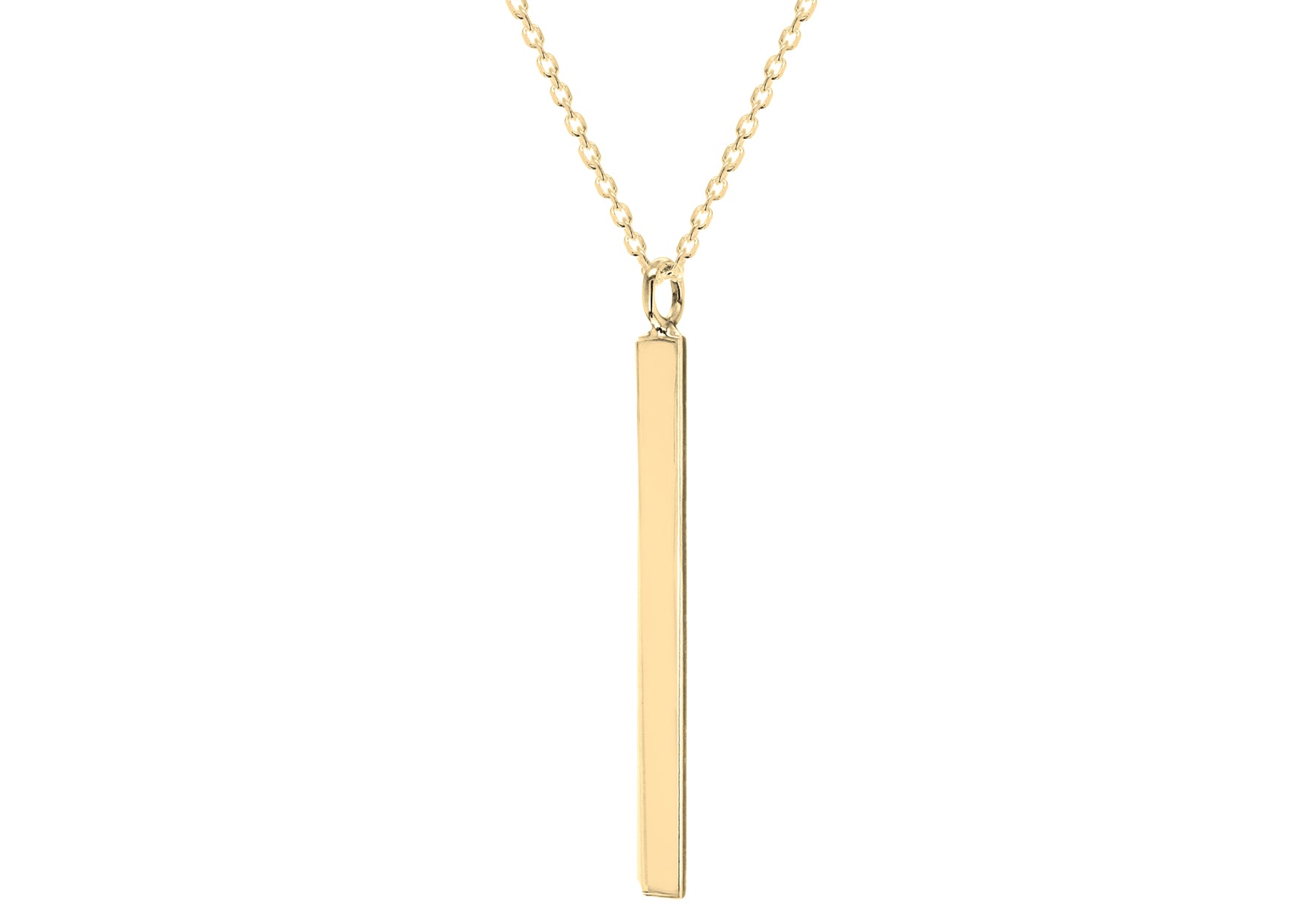 Sterling Silver Yellow Gold Plated 3mm x 40mm Vertial Bar Necklace  43m/17"9