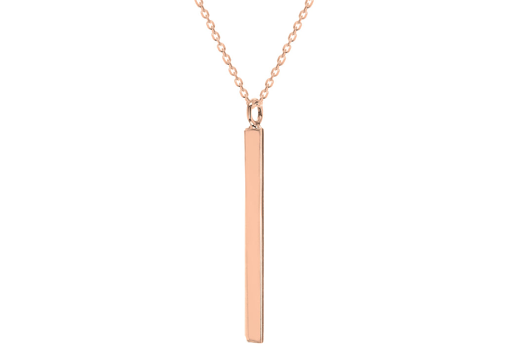 Sterling Silver Rose Gold Plated 3mm x 40mm Vertial Bar Necklace  43m/17"9