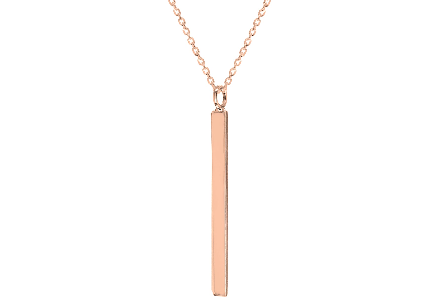 Sterling Silver Rose Gold Plated 3mm x 40mm Vertial Bar Necklace  43m/17"9