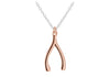 Sterling Silver Rose Gold Plated 10mm x 19mm Wishbone Necklace  46m/18"9