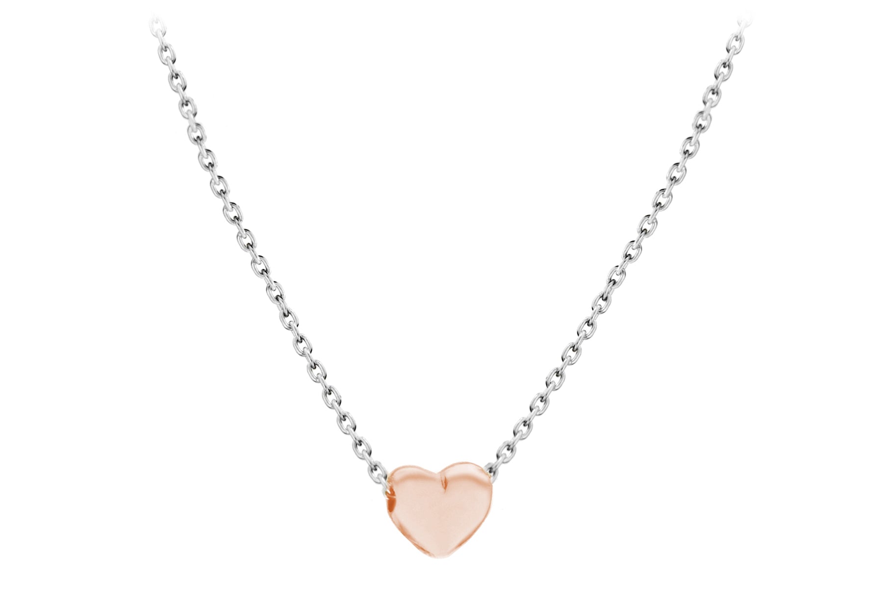 Sterling Silver Rose Gold Plated 5mm x 6mm Heart Adjustable Necklace  41m/16"-46m/18"9