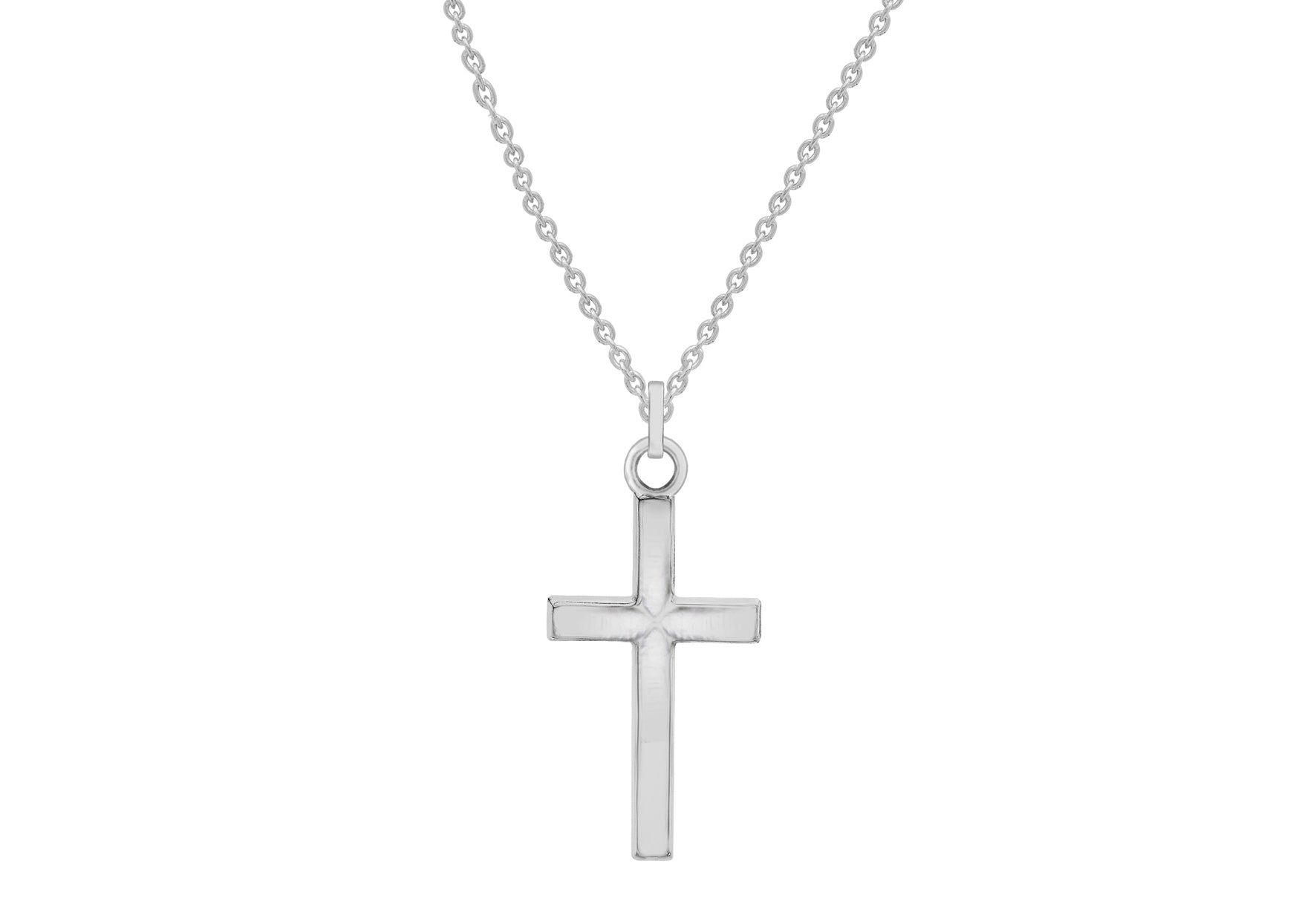 Sterling Silver 10mm x 18mm Cross Pendant Necklace  46m/18"9