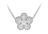 Sterling Silver Rhodium Plated White Zirconia  18mm x 17.6mm Flower Adjustable Necklace  43m/17"-46m/18"9