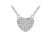 Sterling Silver Rhodium Plated Zirconia  10.5mm x 10.75mm Heart Necklace  41m/16"-46m/18"9