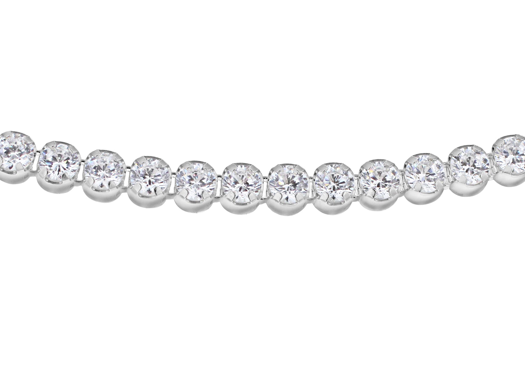 Sterling Silver Rhodium Plated Zirconia Belcher Chain Necklace 