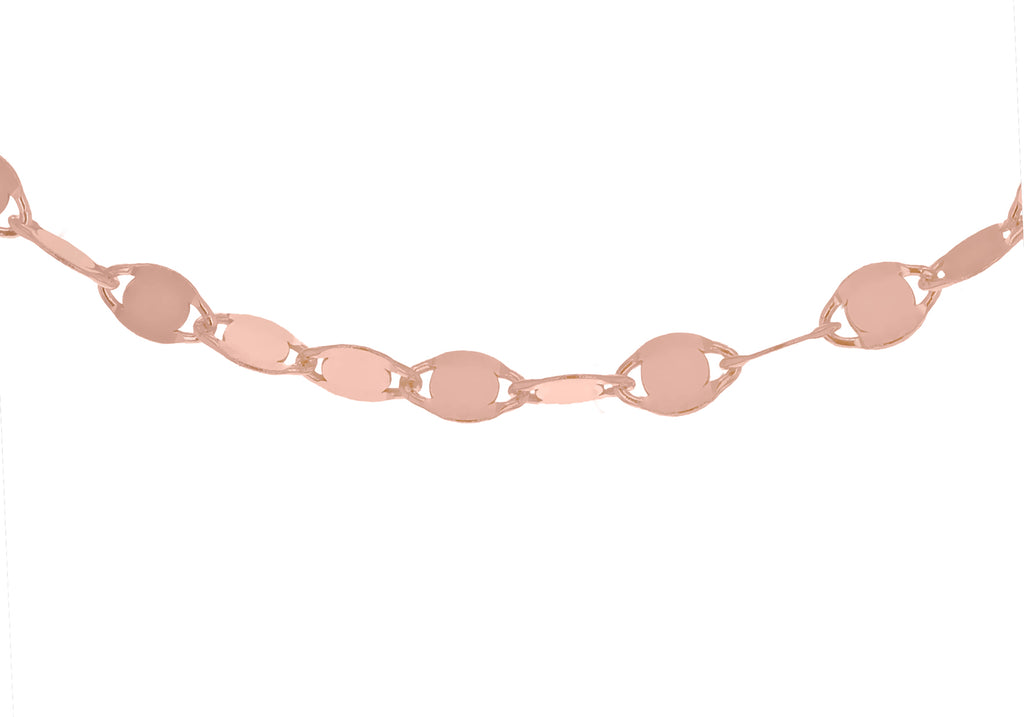 Sterling Silver Rose Gold Plated Flat Mirror 2.6mm Link Chain 51m/20"9