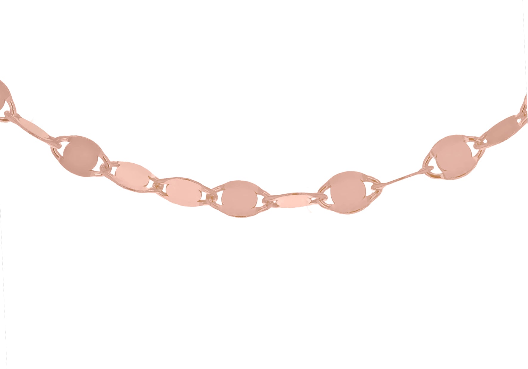 Sterling Silver Rose Gold Plated Flat Mirror 2.6mm Link Chain 51m/20"9
