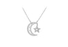 Sterling Silver Rhodium Plated Zirconia  19mm x 20.5mm Moon & Star Adjustable Necklace  43m/17"-46m/18"9