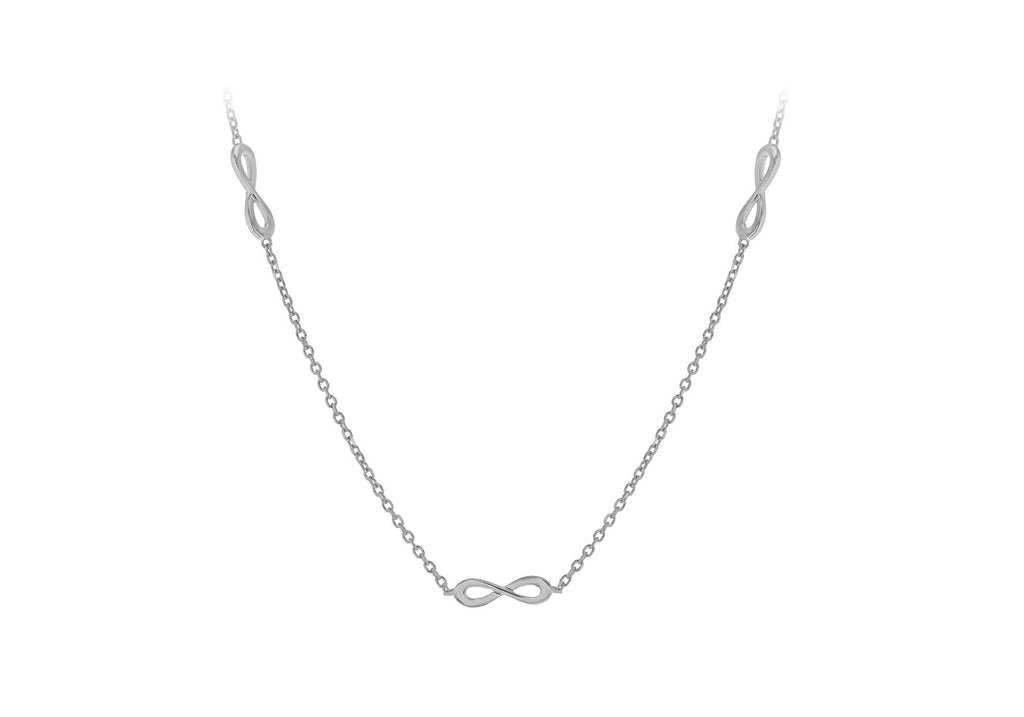 Sterling Silver Rhodium Plated Five 'Figure 8' Adjustable Necklace  43m/17"-46m/18"9
