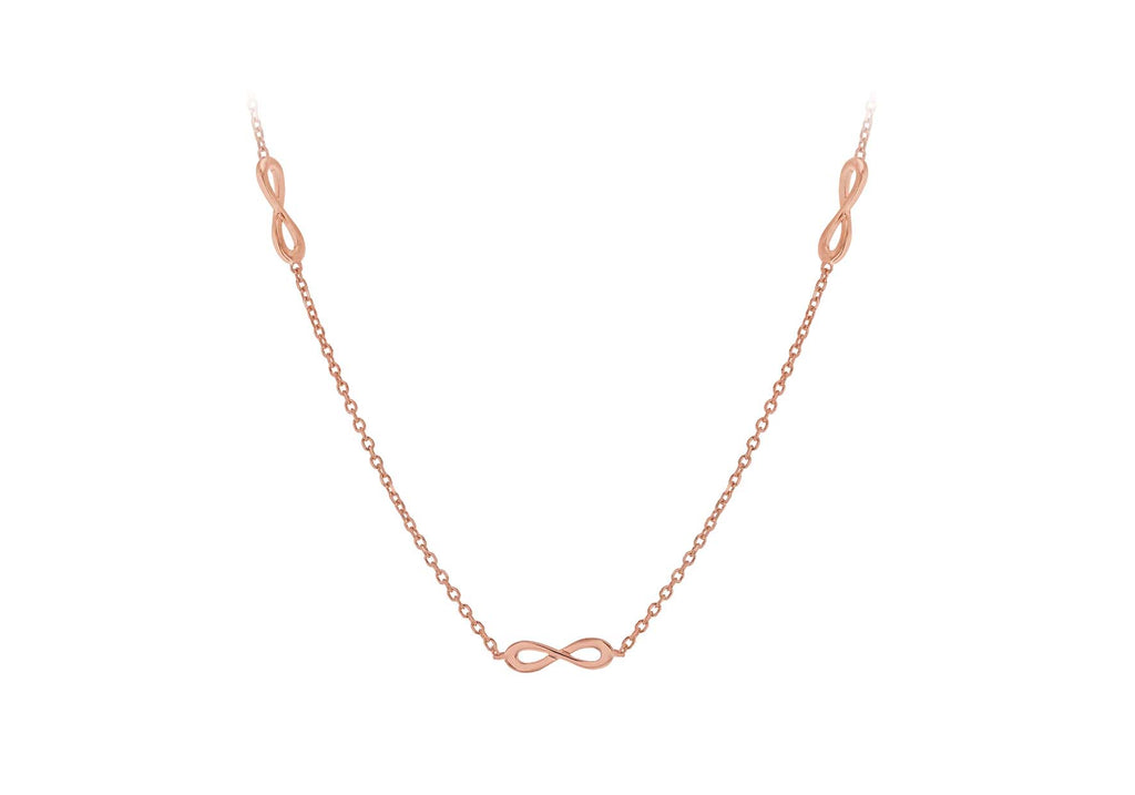 Sterling Silver Rose Gold Plated Five 'Figure 8' Adjustable Necklace  43m/17"-46m/18"9