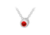 Sterling Silver Light Red 3mm Zirconia  January Birthstone Adjustable Necklace  41m/16"-46m/18"9