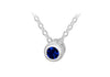 Sterling Silver Blue 3mm Zirconia  September Birthstone Adjustable Necklace  41m/16"-46m/18"9