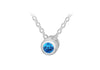 Sterling Silver Light Blue Zirconia  December Birthstone Adjustable Necklace 
