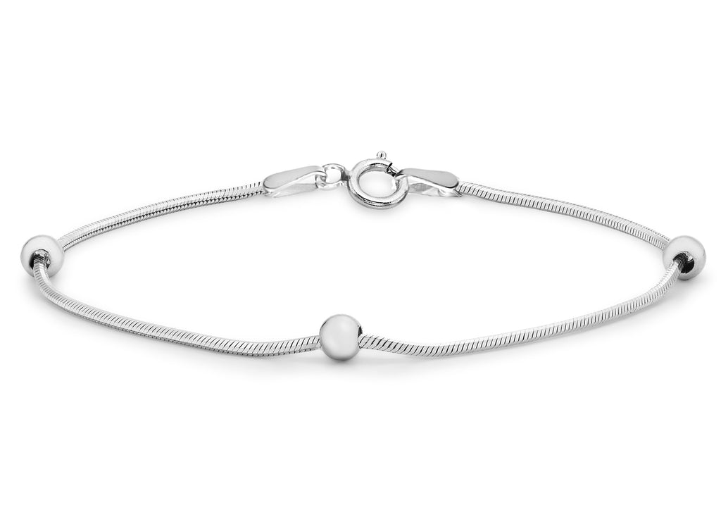Sterling Silver Disco Ball Snake Chain Bracelet 18m/7"9