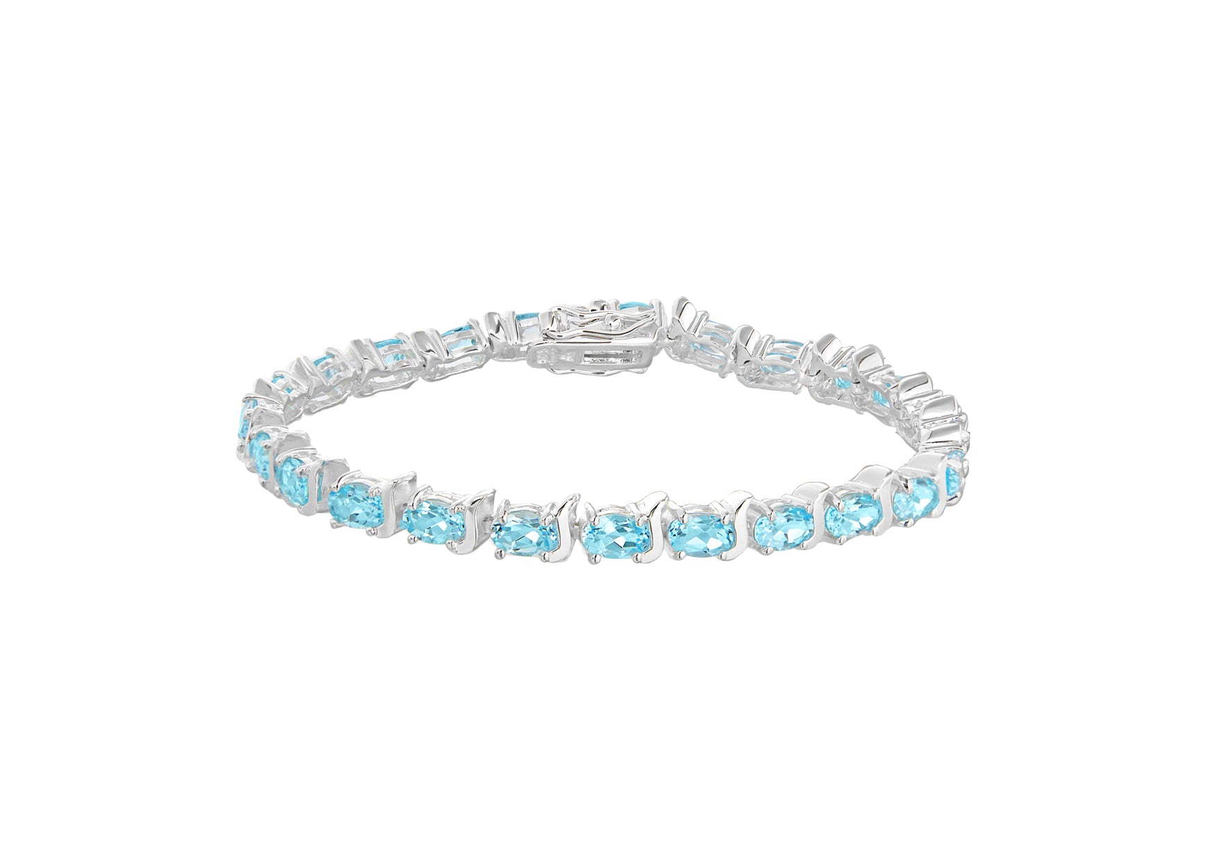 Sterling Silver 13.68t Blue Topaz Tennis Bracelet 19m/7.5"9