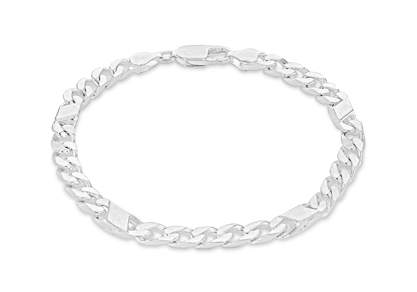 Sterling Silver 6mm Bar & Curb Bracelet 21.5m/8.5"9