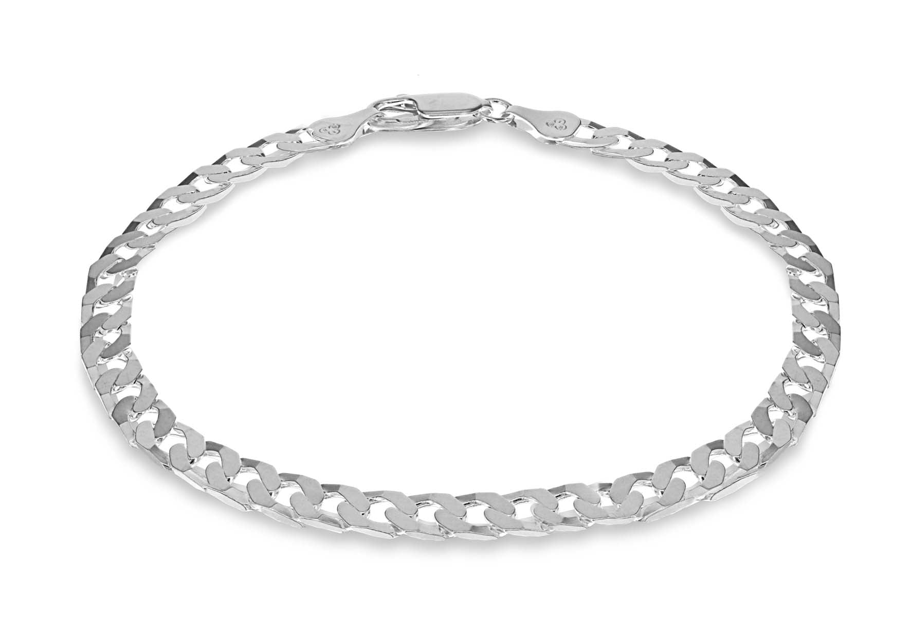 Sterling Silver Flat Square-Link Curb Bracelet