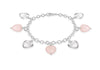 Sterling Silver and Rose Quartz Heart Charm Bracelet 19m/7.5"9