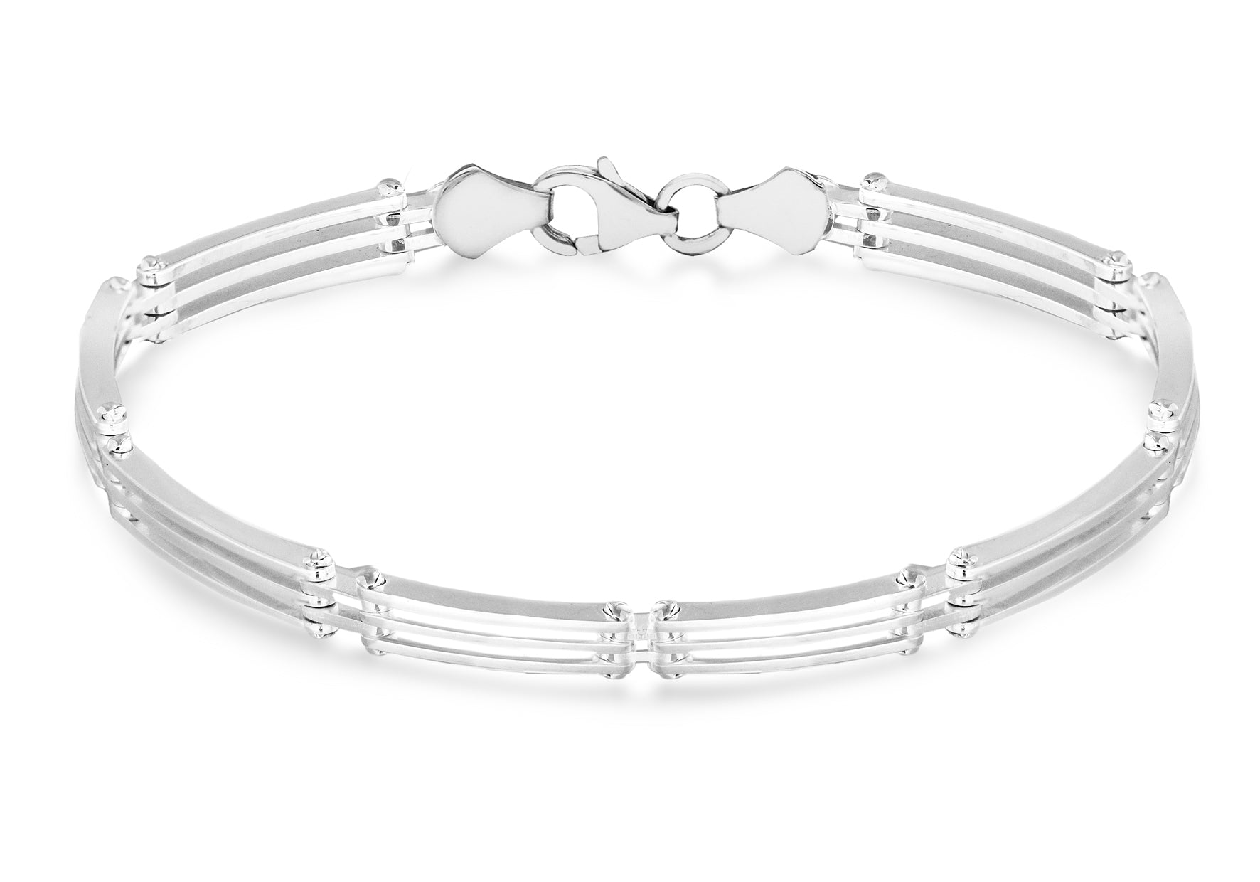 Sterling Silver 3-Bar Flexible Link Bracelet 18m/7"9