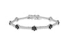 Sterling Silver Zirconia  Black Flower Tennis Bracelet 18m/7"9