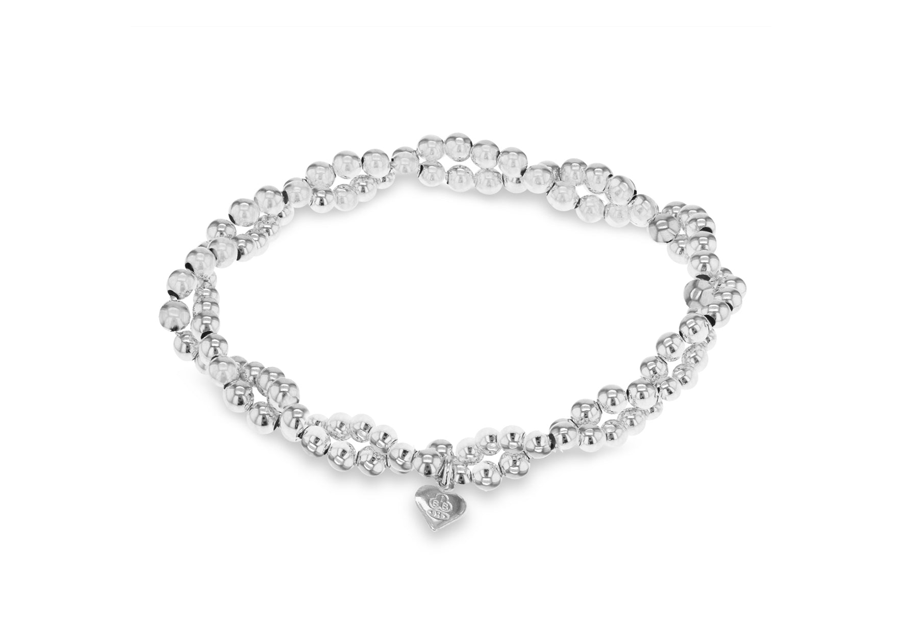 Sterling Silver 4mm Ball Double Twisted Strand Streth Bracelet 19m/7.5"9