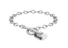 Sterling Silver 15.7mm x 20.4mm Heart Charm Belcher  Chain T-Bar Bracelet 19m/7.5"9