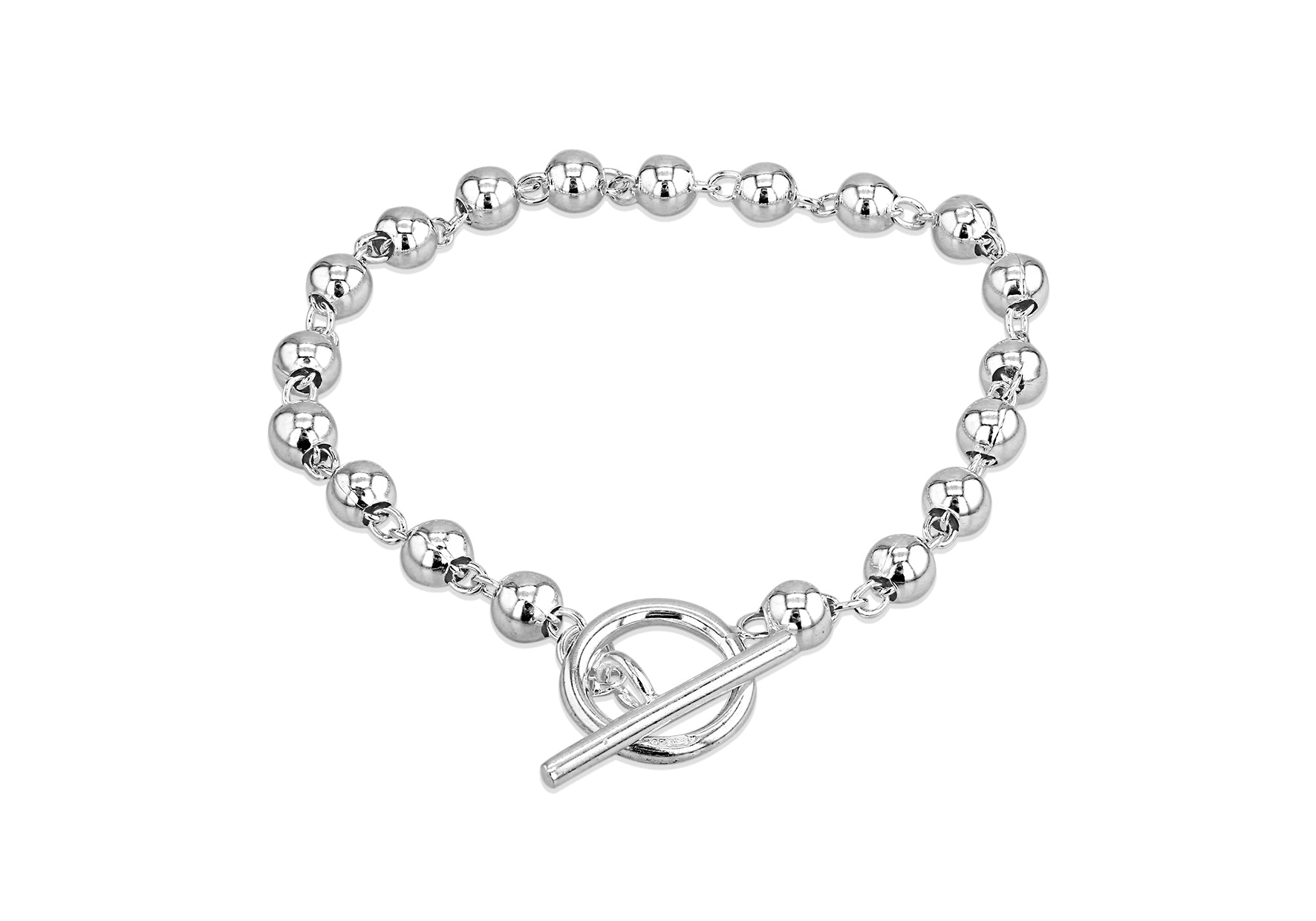 Sterling Silver Ball T-Bar Bracelet