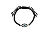 Sterling Silver Black Zirconia  Evil Eye on Black otton Adjustable Bracelet