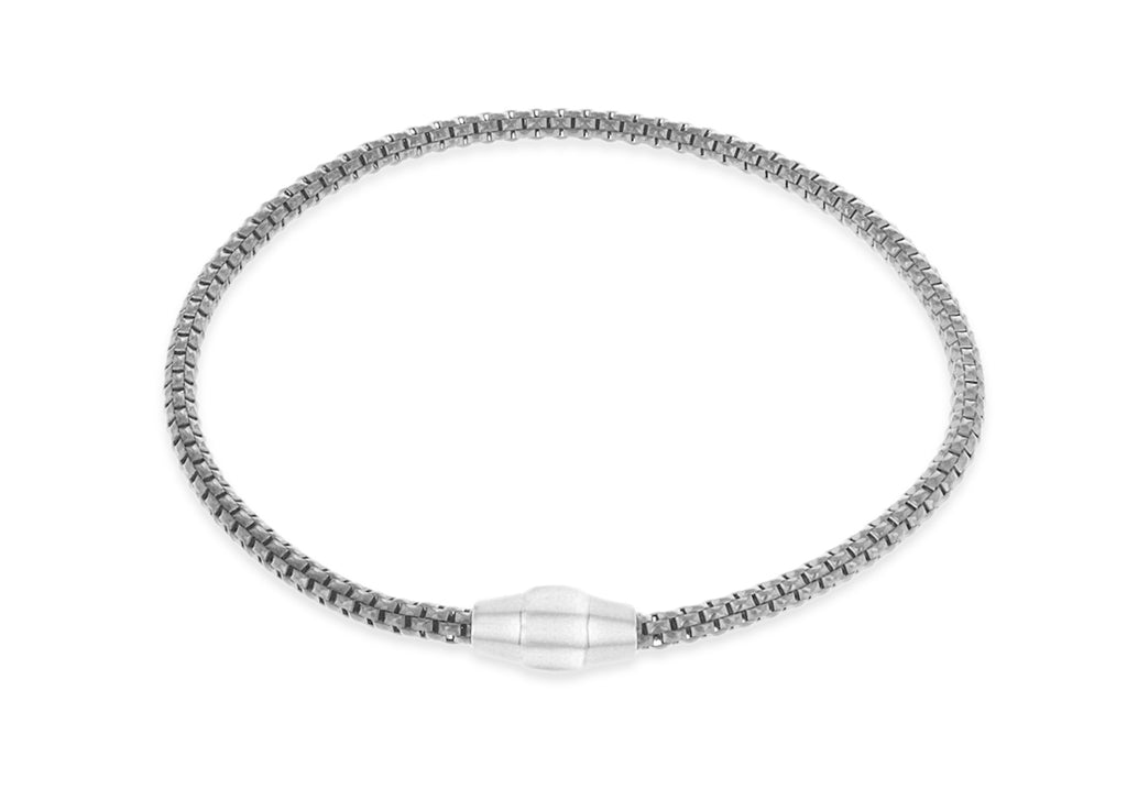 Sterling Silver Rhodium Plated 3mm Magnetic  Bracelet 19m/7.5"9