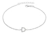 Sterling Silver Rhodium Plated Zirconia  'D' Initial Bracelet 19m/7.5"9