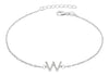 Sterling Silver Rhodium Plated Zirconia  'W' Initial Bracelet 19m/7.5"9