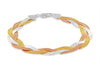 Sterling Silver 3-Tone Textured 3-Plait Herringbone Bracelet 19m/7.5"9