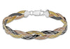 Sterling Silver 4-Tone Diamond Cut Herringbone Bracelet 19m/7.5"9