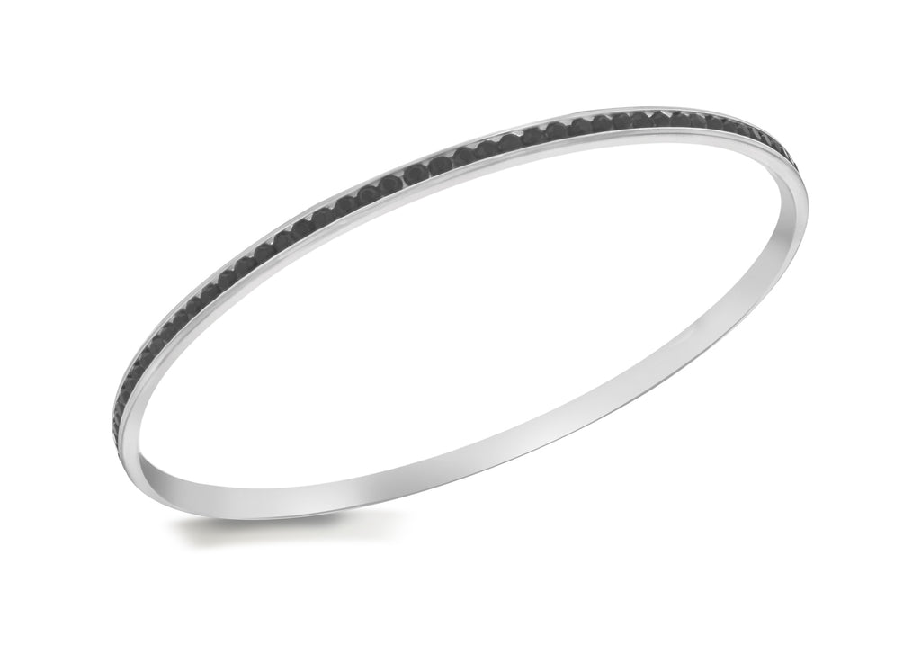 Sterling Silver Black Crystal Bangle