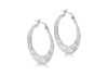 Sterling Silver Rhodium Plated 33mm Diamond Cut Creole Earrings