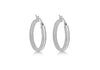 Sterling Silver Rhodium Plated 25mm Stardust Creole Earrings