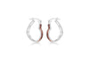 Sterling Silver Rhodium Plated Rose-Stardust Heart Creole Earrings