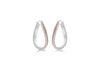 Sterling Silver Rhodium Plated 19mm x 28.5mm Diamond Cut Rose-Stardust Oval Creole Earrings