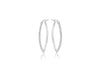 Sterling Silver Rhodium Plated Diamond Cut Elliptical Creole Earrings