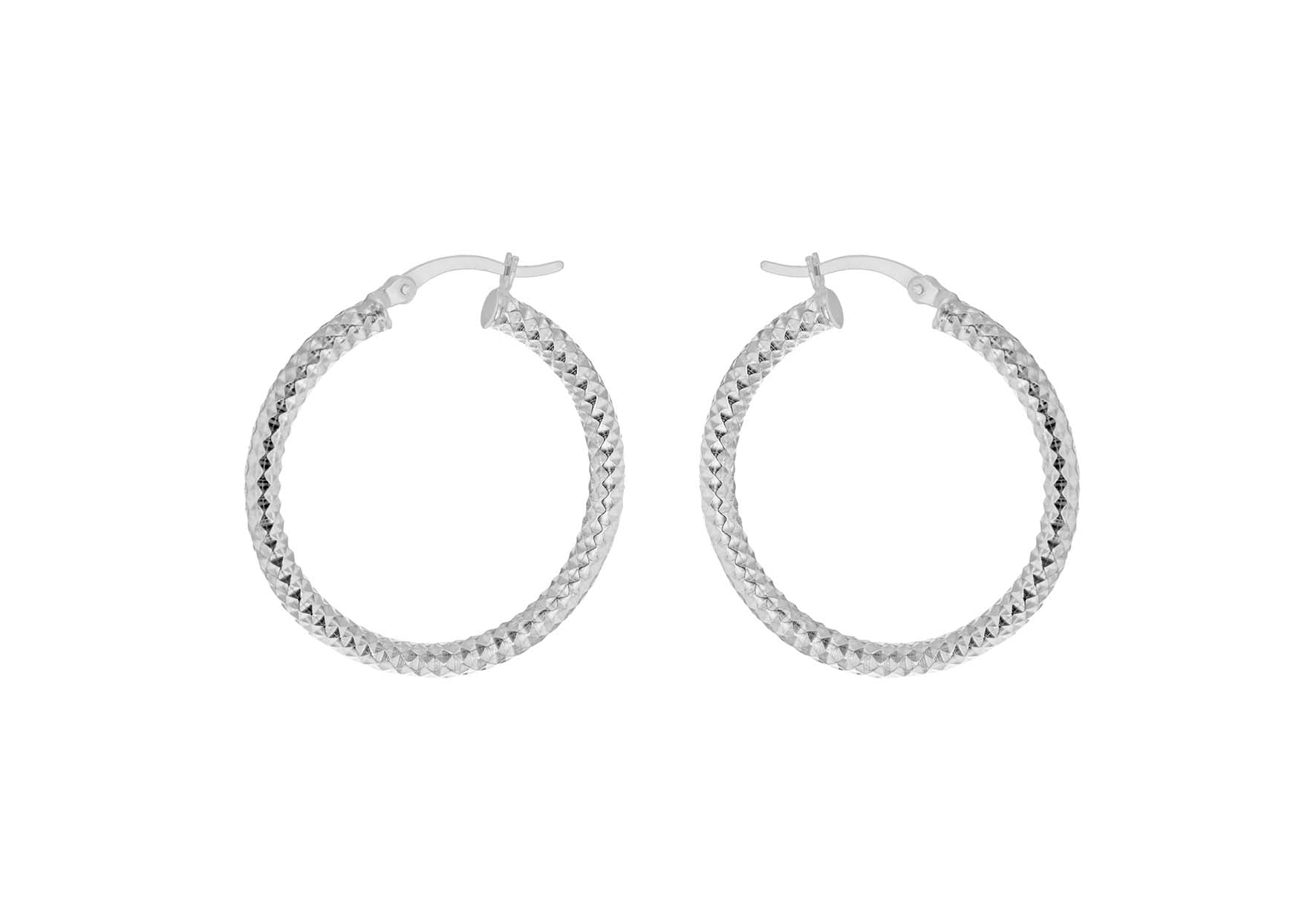 Sterling Silver 50mm Diamond Cut Hoop Creole Earrings