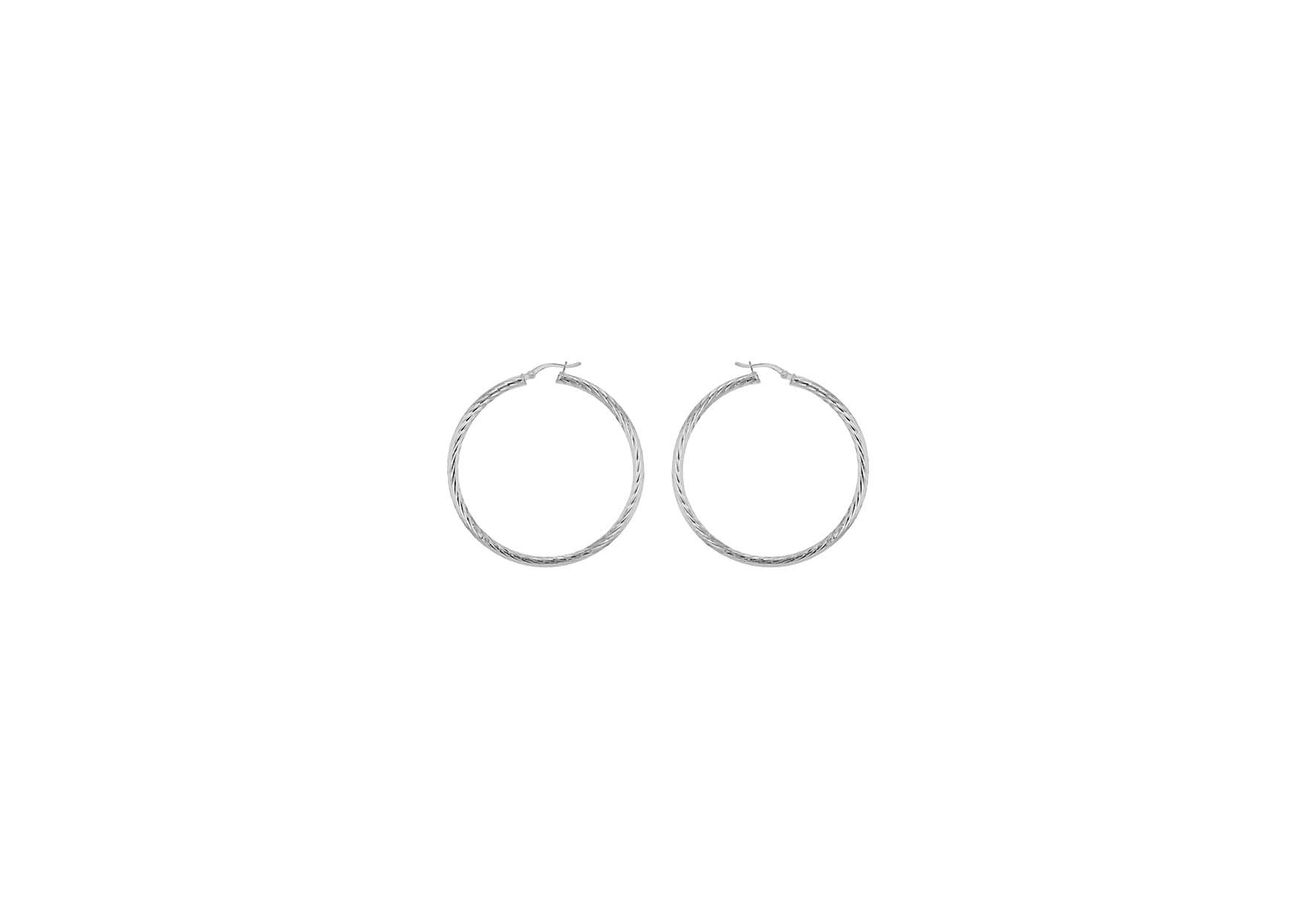 Sterling Silver 30mm Twist Diamond Cut Hoop Creole Earrings