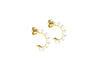 Yellow Gold Plated Sterling Silver White Glaze Half Hoop Earrings